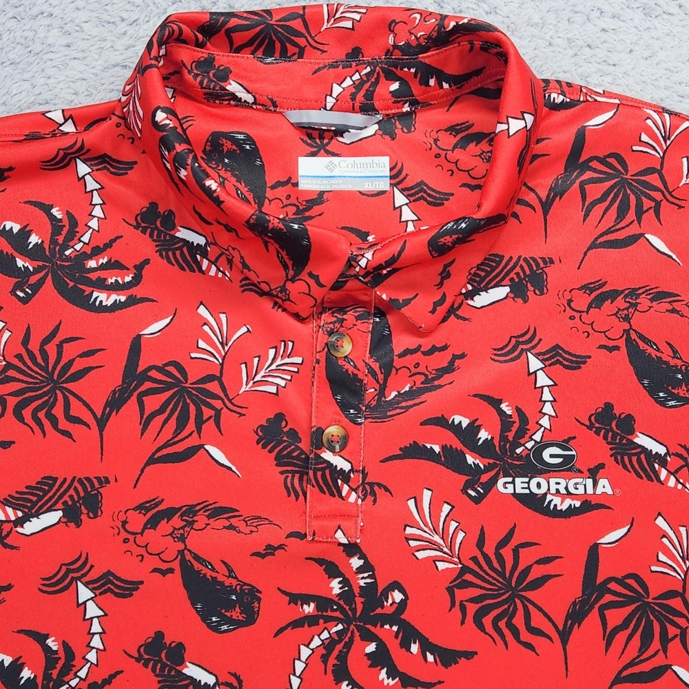 Georgia Bulldogs Shirt Mens XL Red NCAA Football Columbia PFG Tropical Print - Picture 4 of 15